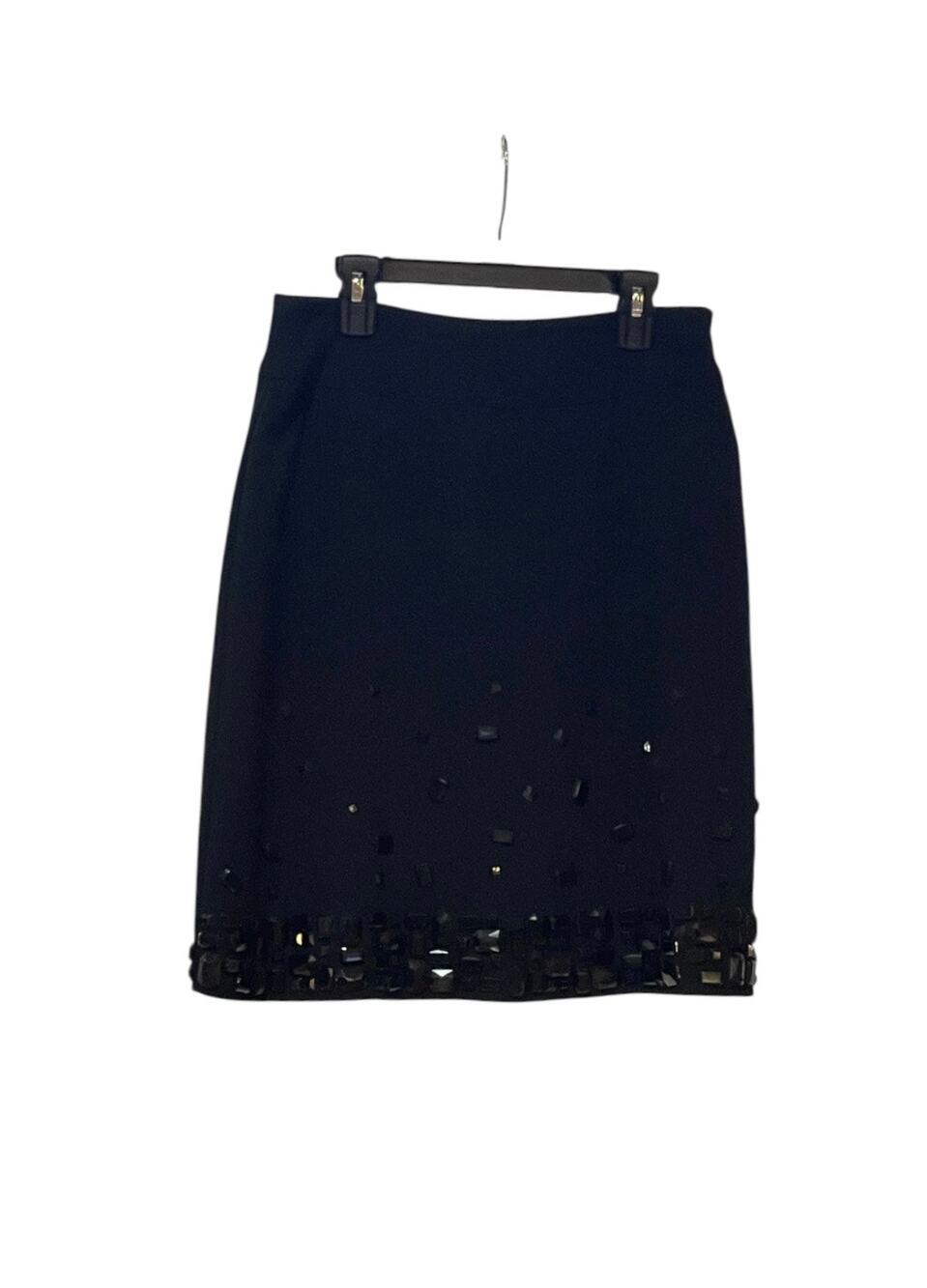 Sunny Leigh Jeweled Black Embellished Lined Skirt Size 2